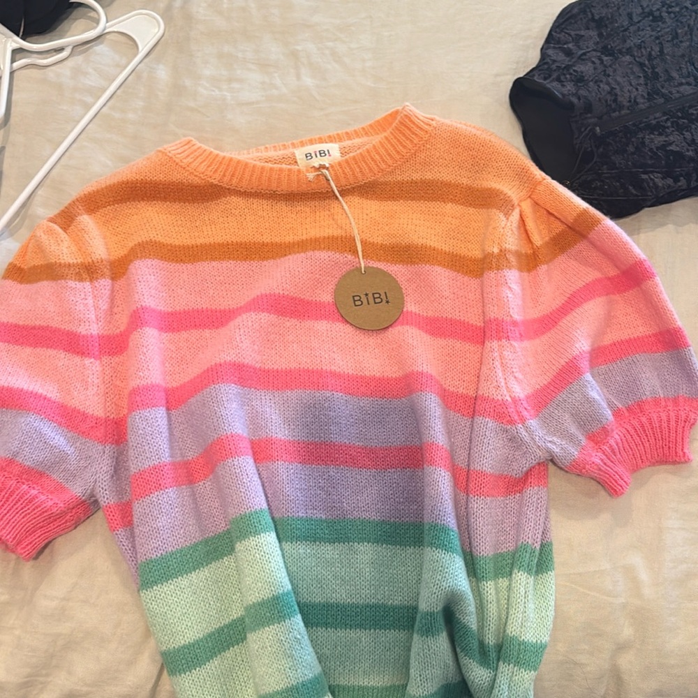 Bibi striped multi color sweater NWT size M